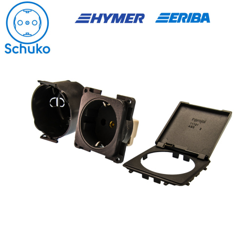 BBAtechniek artnr. 45054 - 230V Schuko contactdoos lei-grijs S20.000 (1x)