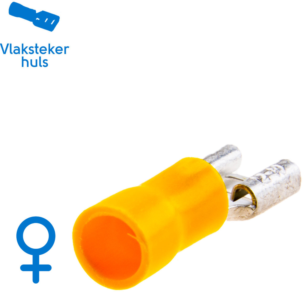 BBAtechniek - Vlakstekerhuls 6.3x0.8mm geel (100x)