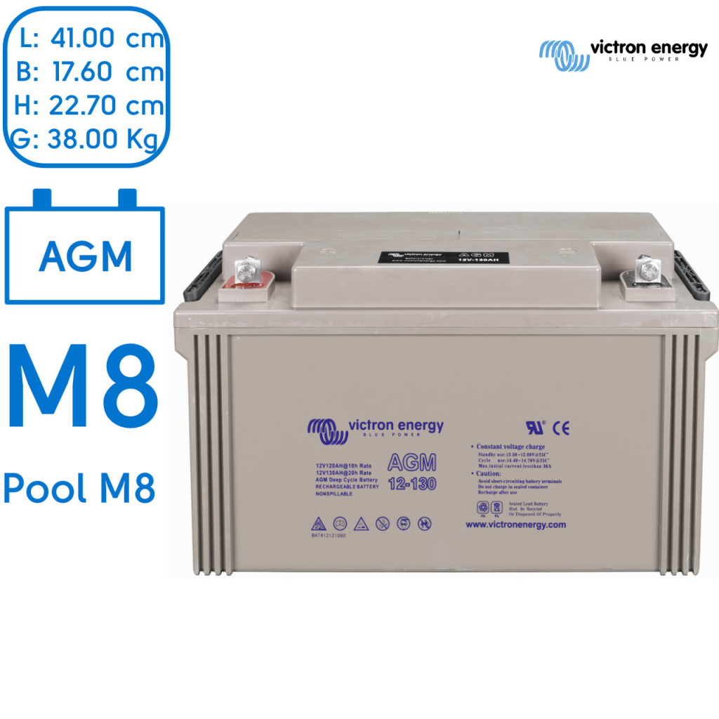 BBAtechniek - 12V 130Ah Victron AGM Accu M8 (1x)