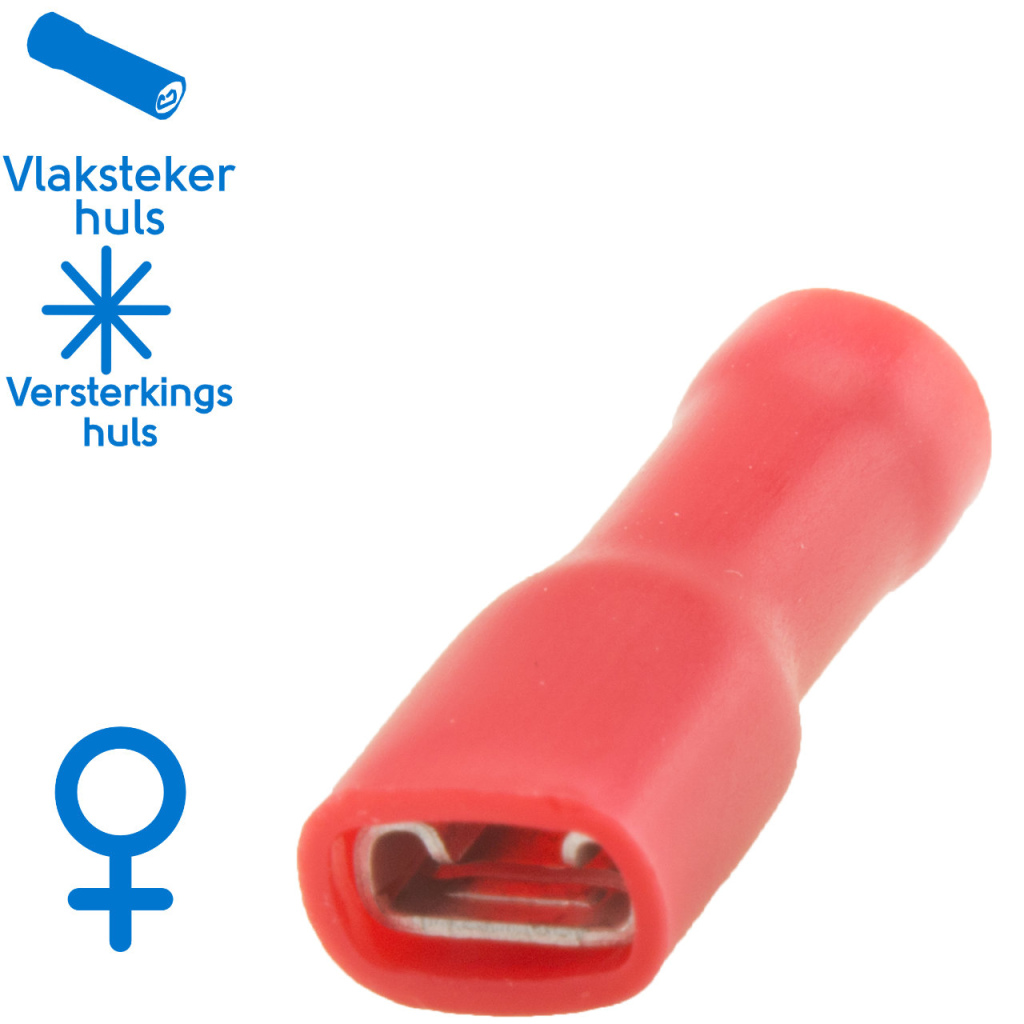 BBAtechniek - Vlakstekerhuls 4.8x0.5mm* rood (100x)