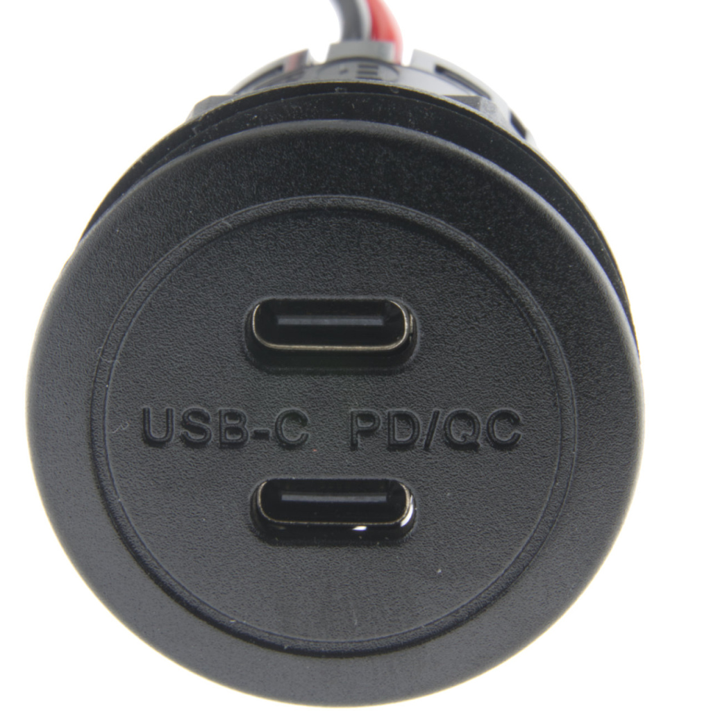 BBAtechniek - USB C-2x PD QC 3A 30W inbouw zwart (1x) 