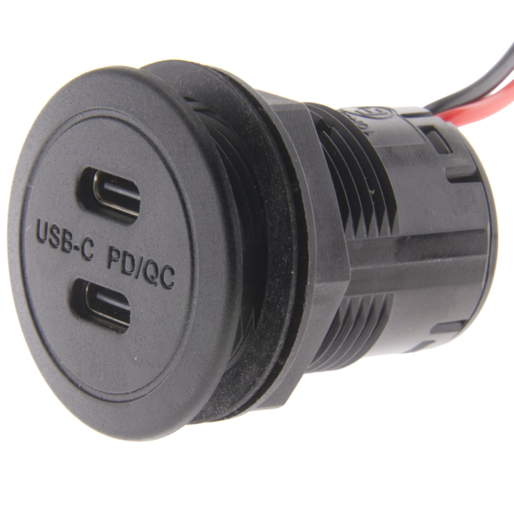 BBAtechniek - USB C-2x PD QC 3A 30W inbouw zwart (1x) 
