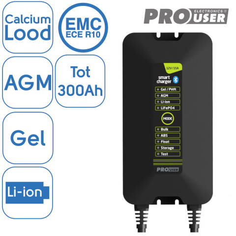 BBAtechniek artnr. 9839 - 12V 15Ah Pro-User intelligente acculader IBC15(1x)