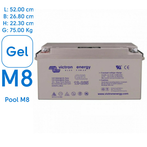 BBAtechniek artnr. 90055 - Victron Gel accu 12V 265Ah M8 (1x) 