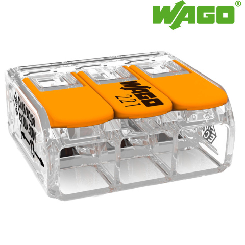 Wago verbindingsklem 221 3-voudig t/m 6mm2 (30x)