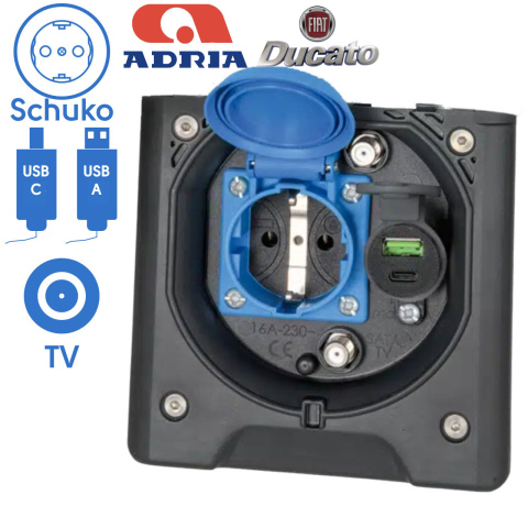 BBAtechniek artnr. 45189 - Voortent aansluiting CEE 230V / TV / USB-A/C (1x)