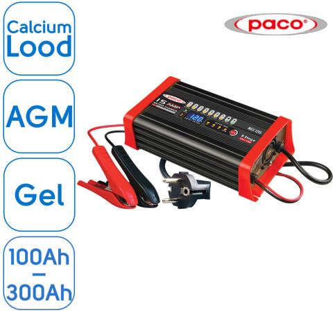 12V 15A 415W Paco 8-stappen acculader (1x)