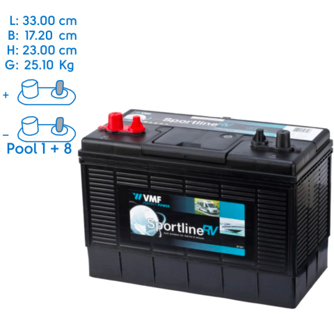BBAtechniek artnr. 37003 - 12V 105Ah VMF Sportline semi-tractie accu (1x)
