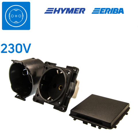 230V Schuko contactdoos zwart S20.000 (1x)