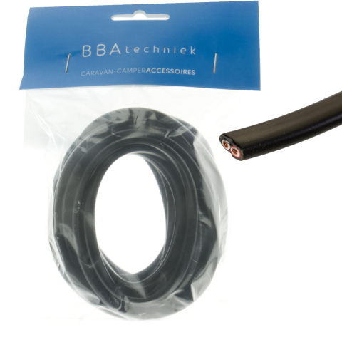 BBAtechniek artnr. 17763 - Kabel 2-aderig 2x1.0mm2 zwart-zwart/rood plat (5m)