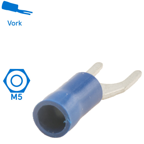 BBAtechniek artnr. 11115 - Kabelschoen vork M5 Ø5.3mm blauw (100x)