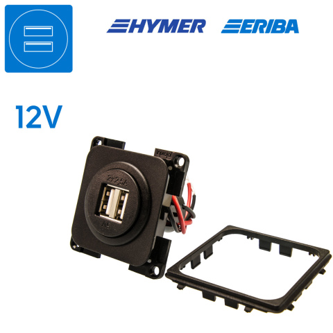 BBAtechniek artnr. 45043 - USB-A contactdoos 2x 2.5A zwart S20.000 (1x)