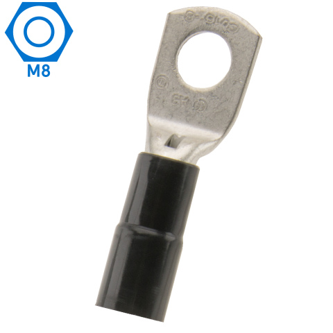 BBAtechniek artnr. 66241 - 16mm2 M8 gesloten kabeloog geïsoleerd zwart (25x)