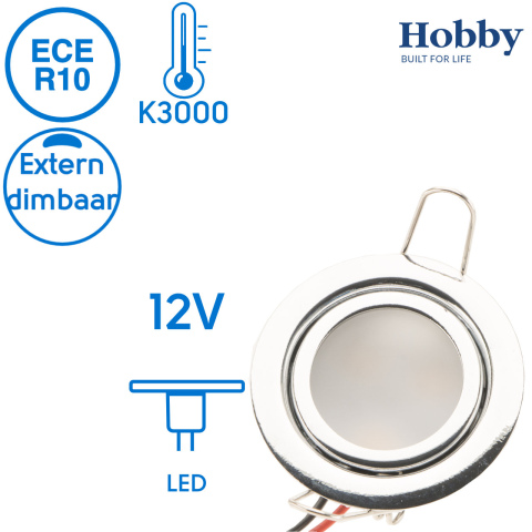 BBAtechniek artnr. 20191 - Dometic LED spot Pierre 12V 1.5W chroom (1x)