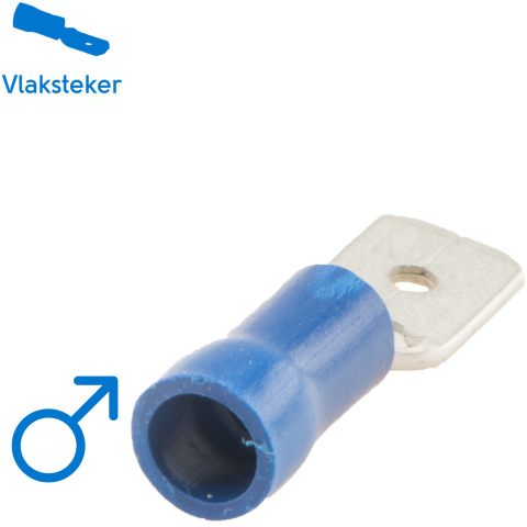 BBAtechniek artnr. 11391 - Vlaksteker 6.3x0.8mm blauw (100x)