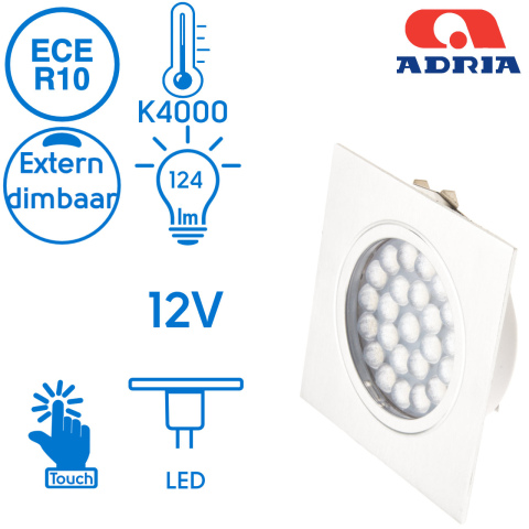 BBAtechniek artnr. 65551 - Adria A LED inbouwspot 12V 1.6W touch switch (1x)