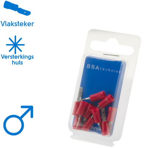 BBAtechniek artnr. 17497 - Vlaksteker 2.8mm* rood (10x)