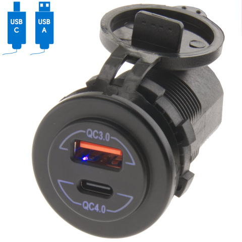 BBAtechniek artnr. 10019 - Dubbele USB-A 3.0 3A en USB-C 4.0 3A snellader(1x)