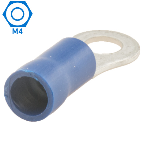 BBAtechniek artnr. 10995 - Kabelschoen ring M4 Ø4.3mm blauw (100x)