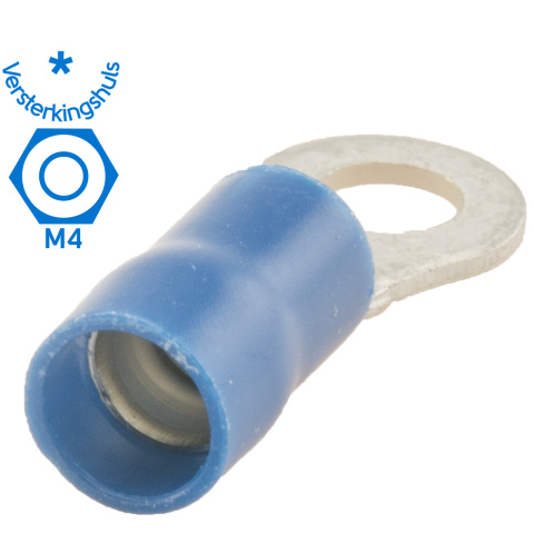 BBAtechniek artnr. 10998 - Kabelschoen ring M4 Ø4.3mm* blauw (100x)