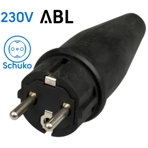 BBAtechniek artnr. 27084 - Rubberen stekker met randaarde zwart (1x)