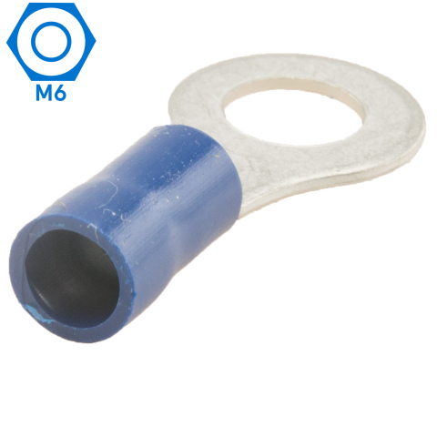 BBAtechniek artnr. 11007 - Kabelschoen ring M6 Ø6.4mm blauw (100x)
