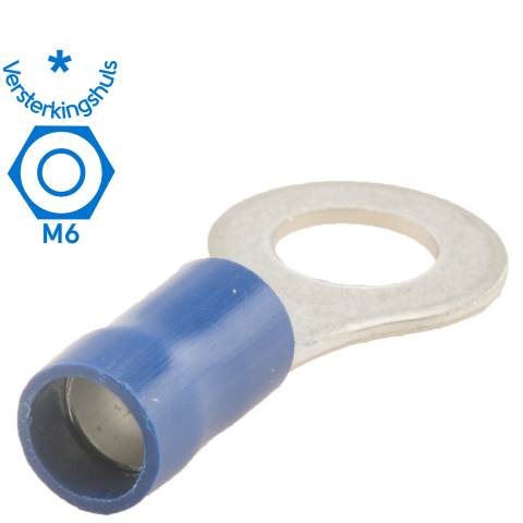 BBAtechniek artnr. 11010 - Kabelschoen ring M6 Ø6.4mm* blauw (100x)