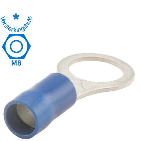 BBAtechniek artnr. 11016 - Kabelschoen ring M8 Ø8.4mm* blauw (100x)