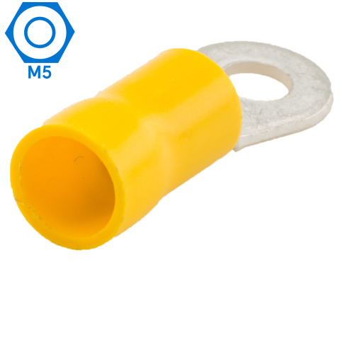 BBAtechniek artnr. 11036 - Kabelschoen ring M5 Ø5.3mm geel (50x)