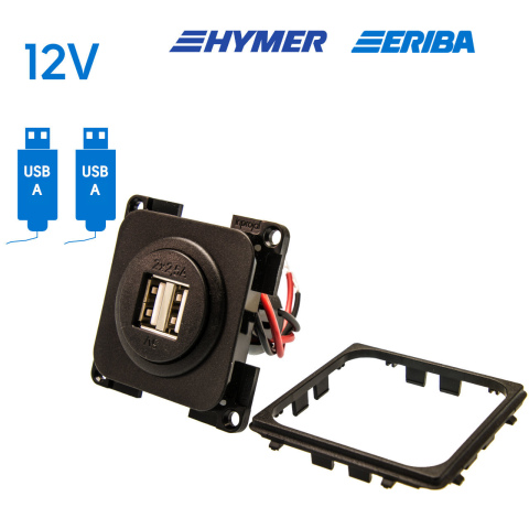 BBAtechniek artnr. 45043 - USB-A contactdoos 2x 2.5A zwart S20.000 (1x)