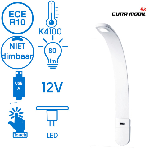 BBAtechniek artnr. 45128 - León flex LED 12V 1.2W 4100K 80lm USB wit (1x)