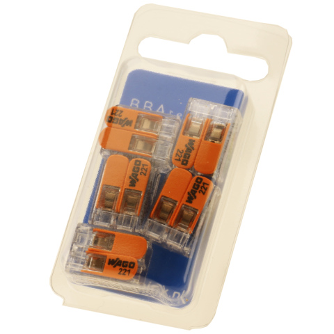 BBAtechniek artnr. 66008 - Wago verbindingsklem 221 2-voudig 0.2-4mm2 (5x)