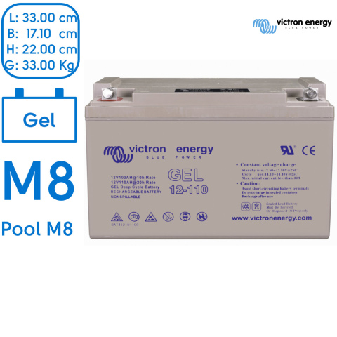 BBAtechniek artnr. 90057 - Victron Gel accu 12V 110Ah M8 (1x)