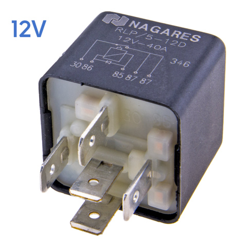 BBAtechniek artnr. 15829 - 12V 40A 5-polig mini relais met diode (1x)
