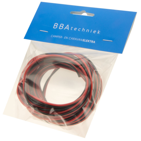 BBAtechniek artnr. 17552 - Kabel 2-aderig 2x0.75mm2 zwart/rood (5m)