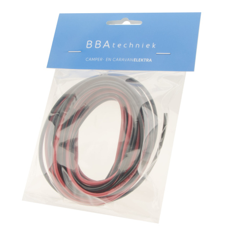 BBAtechniek artnr. 17689 - Kabel 2-aderig 2x1.5mm² zwart/rood (5m)