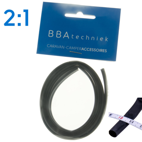 BBAtechniek artnr. 17757 - Krimpkous 6.4-3.2mm zwart 2:1 (1m)