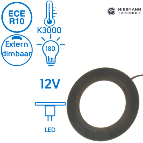 BBAtechniek artnr. 65584 - Campobasso 12V 3W ronde inbouw LED spot (1x)