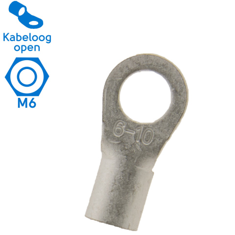 BBAtechniek artnr. 12910 - 10mm2 M6 open kabeloog (25x)