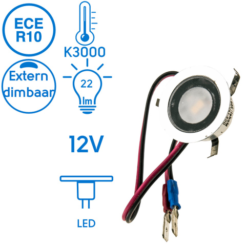 BBAtechniek artnr. 65525 - Piatto LED inbouwspot Ø30mm 12V 0.4W (1x)