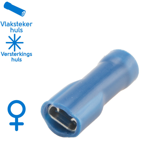 BBAtechniek artnr. 11400 - Vlakstekerhuls 4.8x0.5mm* blauw (100x)