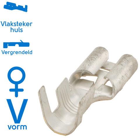 BBAtechniek artnr. 12114 - Vlakstekerhuls vertind 9.5 6.0-10.0mm² (100x)