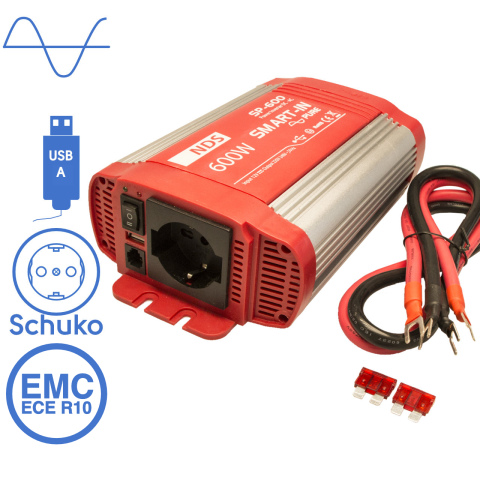 BBAtechniek artnr. 57005 - NDS SP-600 inverter 12V 600W USB-uitgang (1x)