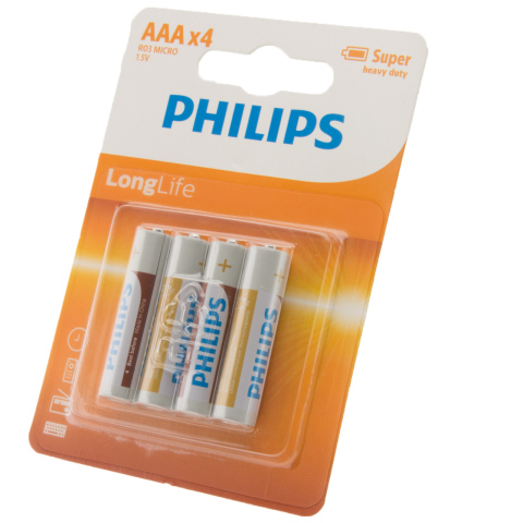 1.5V R03 Philips Longlife AAA batterij (4x) 