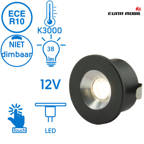 BBAtechniek artnr. 65579 - Cagliari LED inbouwspot 12V 1.47W zwart (1x)
