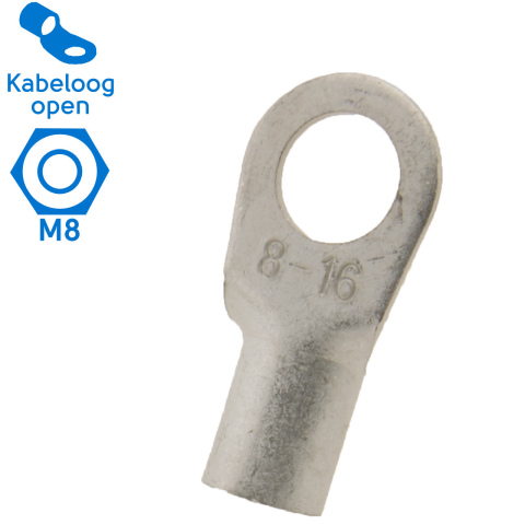 BBAtechniek artnr. 12922 - 16mm2 M8 open kabeloog (25x)