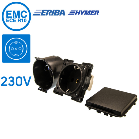 230V Schuko contactdoos zwart S20.000 (1x)