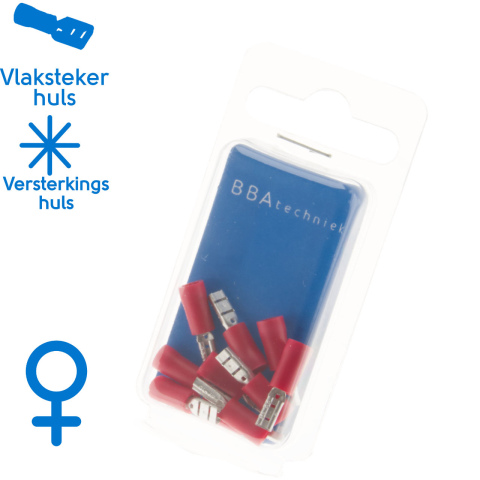 BBAtechniek artnr. 17494 - Vlakstekerhuls 2.8x0.5mm* rood (10x)