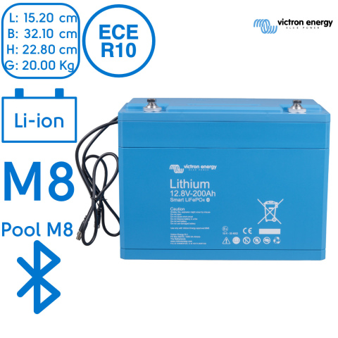 BBAtechniek artnr. 8587 - Victron Lithium accu 12.8V 200Ah Smart (1x)