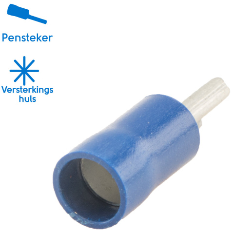 BBAtechniek artnr. 11219 - Kabelschoen pensteker 10mm* Ø1.9mm blauw (50x)